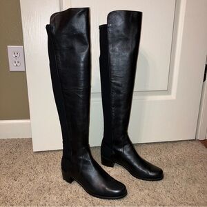 STUART WEITZMAN Boots 5050 Black Nappa/Stretch OTK - Sz 6.5 M Made in Spain